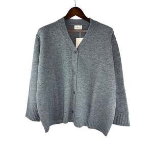 Womens Moia Blue Gray Alpaca Wool Blend V Neck Cardigan One Size